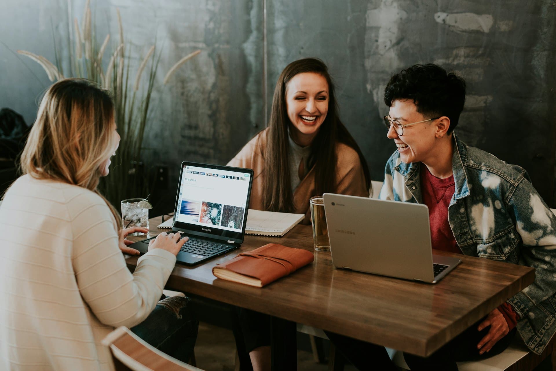 Students studying in online classes